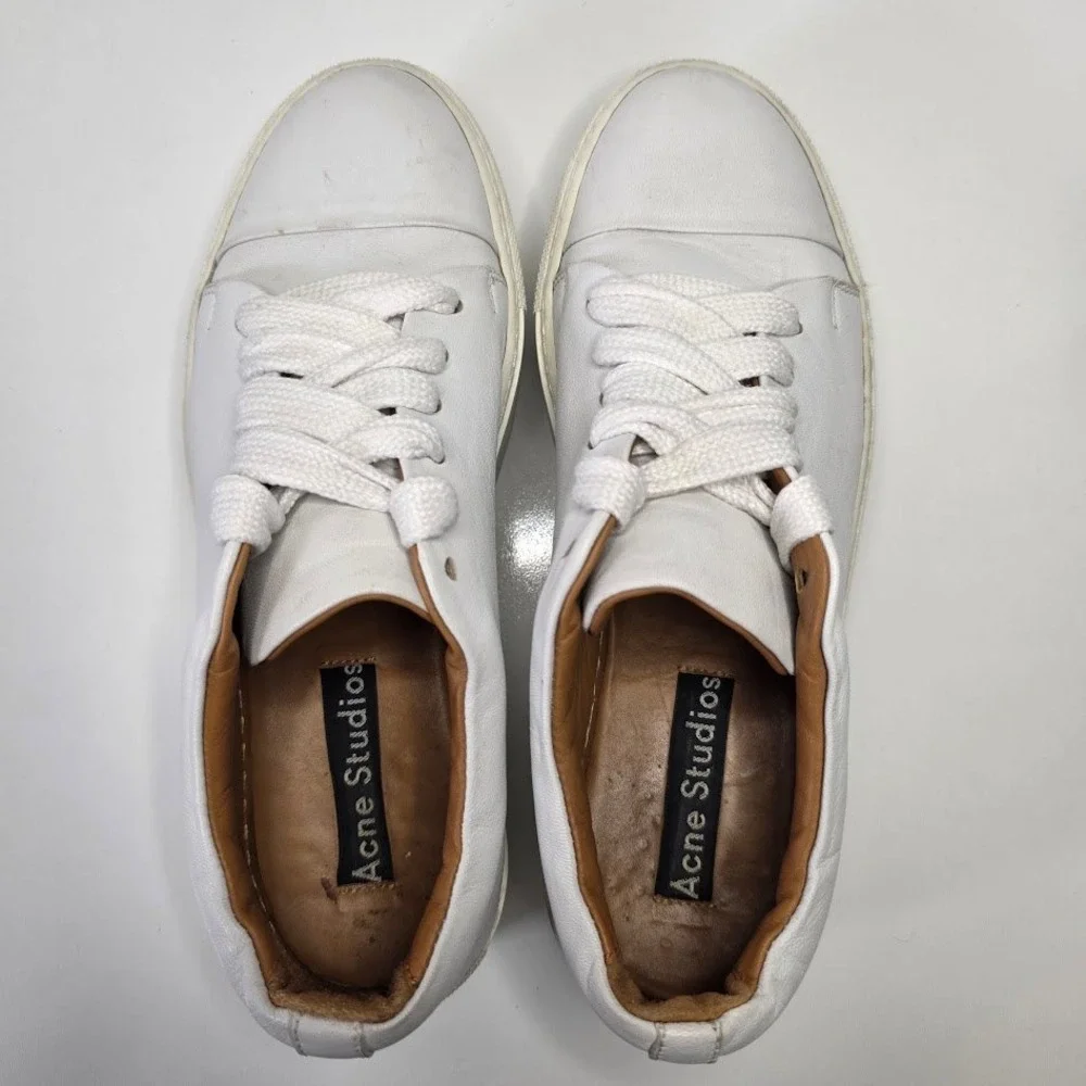 Acne Studios Women's Size 39 Drihanna White Leather Platform Sneakers Made Italy